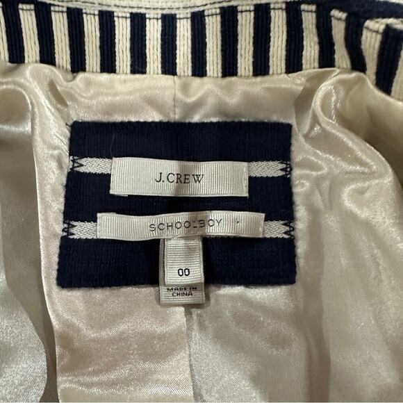 J.‎ Crew Schoolboy Navy Blue & White Striped Long Sleeve Button Blazer Size 00 - Picture 8 of 11